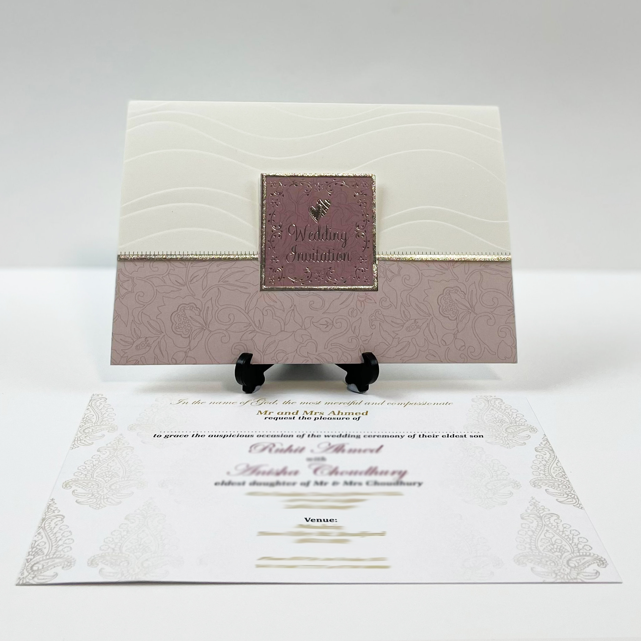 Pink and Silver Love Hearts Folded Card Design 5050 - Image 2