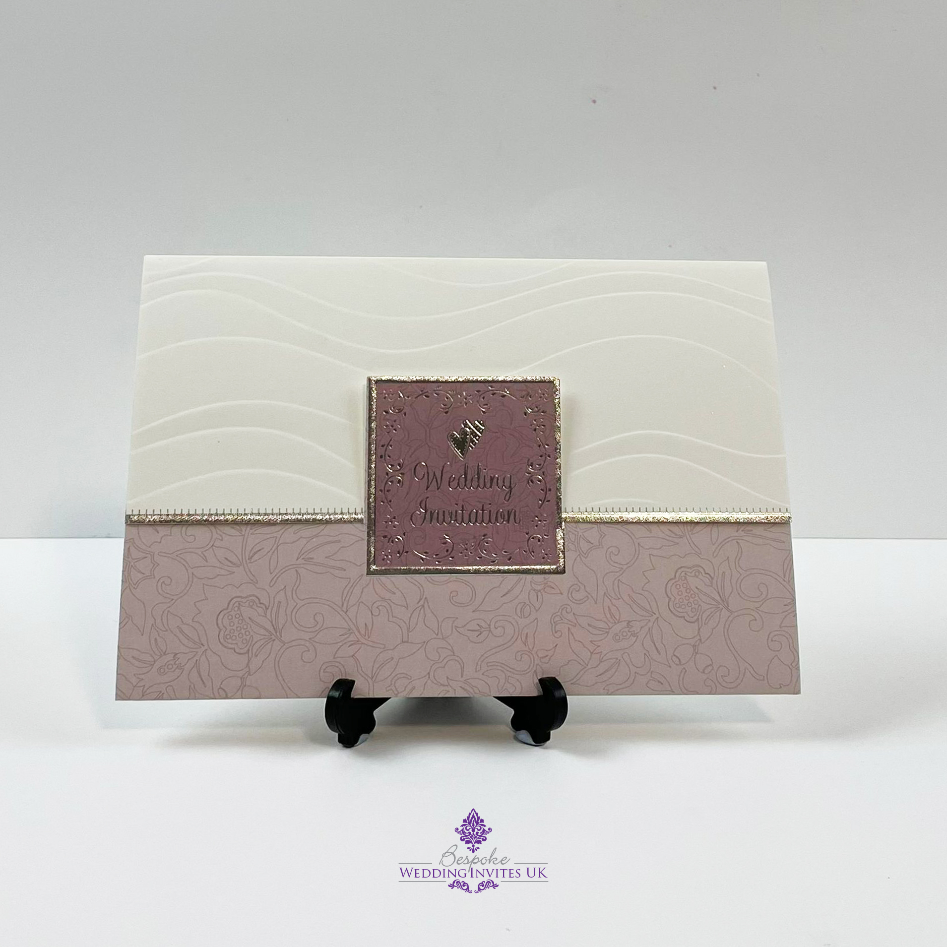 Pink and Silver Love Hearts Folded Card Design 5050